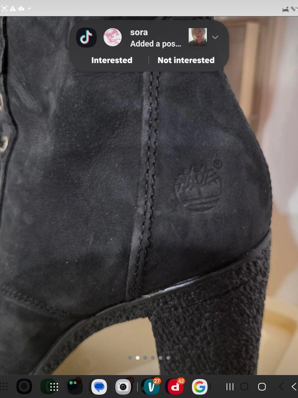 Timberland Black Lace-Up Chunky Heel Mid-Calf Boots - Picture 5 of 7